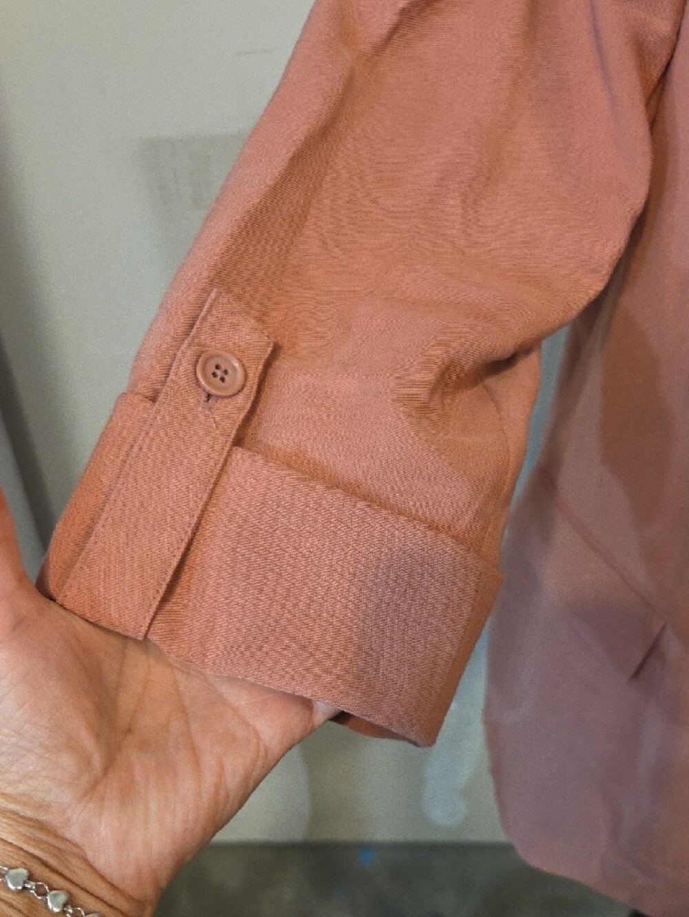 Simply Vera Vera Wang Peach Open-Front Blazer Jacket 3 Quarter Sleeve Office - Picture 3 of 16